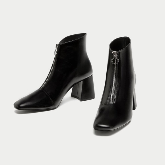 ZARA Genuine Leather O ring zip ankle boots 37 NWT ZARA Genuine Leather O ring zip ankle boots 37 NWT